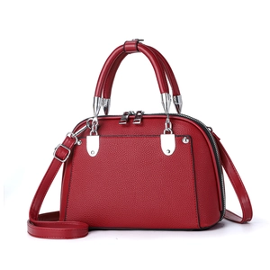 Borsa a Mano Donna in Pelle PU con Motivo Litchi a Forma di Conchiglia Tracolla e Manico Superiore con Hardware Argento