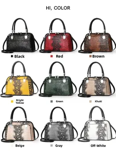 Nine stylish faux leather shell bags in crocodile and snake patterns with silver hardware