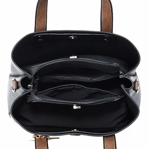 Borsa a secchiello minimalista capiente che mostra l'organizzazione interna e gli scomparti