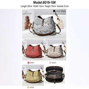 Bohemian printed bucket handbag with double main compartments and shoulder strap