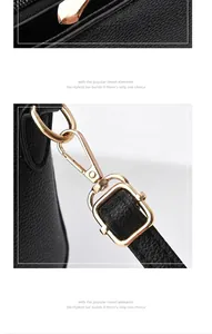 Detail of premium gold hardware and zippers on black pebble leather crossbody bag