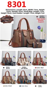 Damen Handtaschen-Set 3-teilig mit Tragetasche, Umschlagtasche und Kartenhalter gestreift