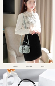Detail of sage green quilted crossbody bag with silver bear charm and long tassel accents