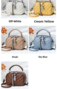 Quilted mini crossbody bags featuring silver bear charms and metallic chain tassels