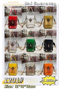 Mini crocodile pattern square bag in nine colors with chain and wide straps