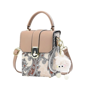 Elegante borsa a tracolla con stampa Paisley, manico in pelle e fibbia d'oro