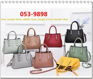 Detailed size specifications for women's handbags in eight various color options