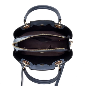 Sac fourre-tout gris-bleu gaufré avec grande capacité et plusieurs compartiments