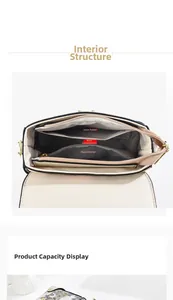 Detail view of handbag interior showing main compartment, patch pocket, and zipper pocket