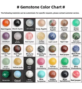 Muestrario de 35 tipos de gemas y cristales redondos en corte cabujón de varios colores