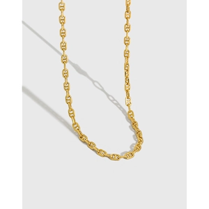Μινιμαλιστικό Κολιέ Choker από Ασήμι 925 Sterling Με Σύνδεσμο Άγκυρας για Γυναίκες Επιχρυσωμένο 18K Μοδάτο Κόσμημα