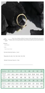 Tableau des tailles et spécifications de la bague en argent S925 à texture irrégulière