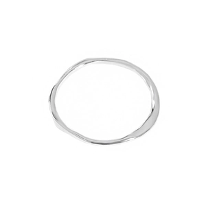 Bague minimaliste en argent sterling S925 avec texture ondulée irrégulière et moderne