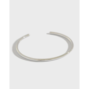 Minimalistischer S990 Sterling Silber Offener Armreif Für Damen Einfache Hochglanzpolierte Glatte Silberne Armreif Mode Schmuck Geschenk