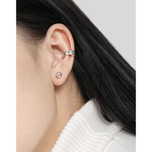 S925 sterling zilveren bolletjes oorbellen en drielaagse oormanchet set voor dames