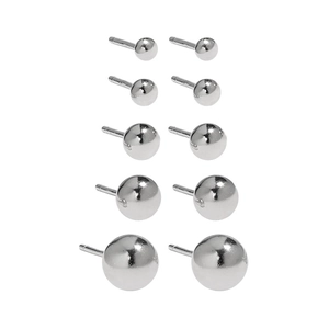 Set van vijf paar minimalistische S925 sterling zilveren bolletjes oorbellen in diverse maten