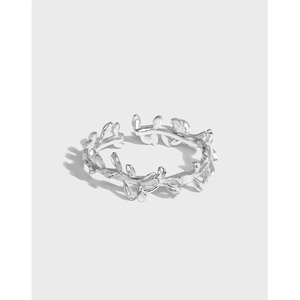 S925 Sterling Zilver Olijftak Open Ring Voor Vrouwen Verstelbaar Minimalistische Blad Vingerring Elegante Sieraden Cadeau