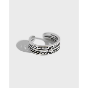 S925 Sterling Silver Vintage Distressed Multi Layer Twist Hollow Open Ring For Women Adjustable Retro Knuckle Toe Ring Jewelry