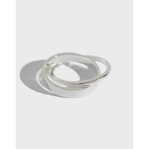 S925 Sterling Silver Interlocking Double Ring For Women Minimalist Geometric Double Circle Ring Daily Commute Fashion Jewelry Gift