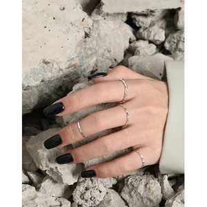 Anillos minimalistas de plata de ley S925 con textura, conjunto de estilo apilable