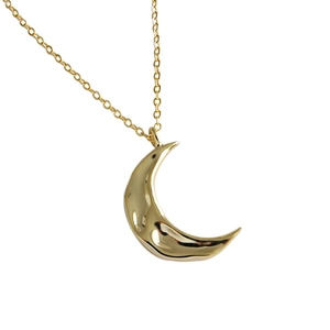 Collana con ciondolo a mezzaluna dorata lucida con catena a maglie sottili per donna