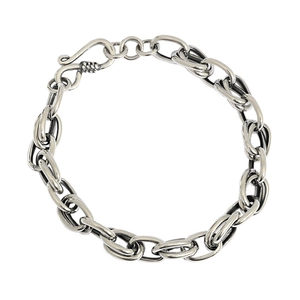 Retro S925 sterling silver chain bracelet with industrial link design and S-hook clasp