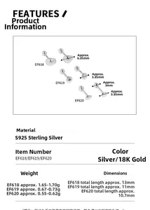 Guide des tailles des boucles d'oreilles géométriques en argent S925 avec fermoir