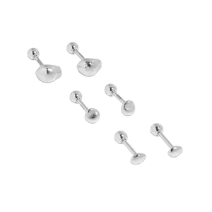 Trois paires de boucles d'oreilles géométriques en argent S925 avec fermoirs à vis sécurisés