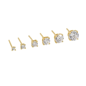 Set de 6 pendientes minimalistas de plata S925 dorada con circonitas de 4 garras