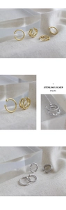 Dettaglio di orecchini a clip in argento sterling S925 con design a corda intrecciata