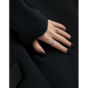 Unregelmäßiges S925 Sterlingsilber Ring-Set mit synthetischem Mondstein in Wellen-Design