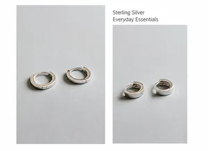 Detailansicht der minimalistischen geometrischen Creolen aus S925 Sterling Silber