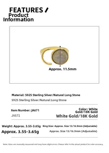 Detailed view of S925 sterling silver ring with 11.5mm round labradorite stone inlay