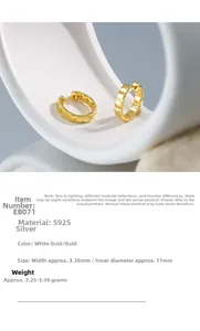 Detail of S925 sterling silver gold earrings with irregular fluid wave texture