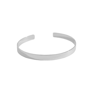 Minimalist S925 sterling silver open bangle with sleek flat polished metallic finish