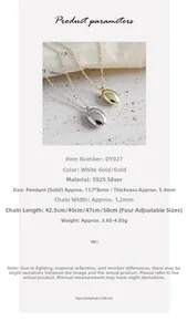 Détails du pendentif goutte d'eau en argent S925 avec dimensions de chaîne réglables