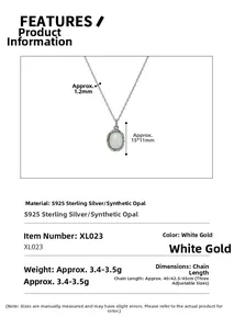 Makroaufnahme der S925 Sterlingsilber Opalkette mit Details zur verstellbaren Länge