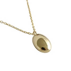 Collier minimaliste en argent S925 doré avec pendentif poli en forme de haricot