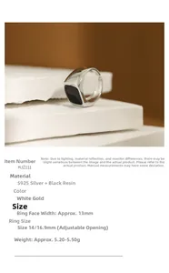 Macro detail of S925 sterling silver ring with black drip oil square geometric surface