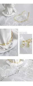 Detail der S925 Sterlingsilber Kette mit Karabinerverschluss in Gold und Silber