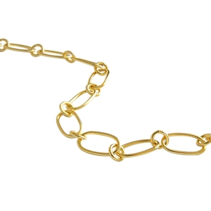 Elegante Halskette aus vergoldetem S925 Sterlingsilber mit polierten ovalen Gliedern im O-Stil