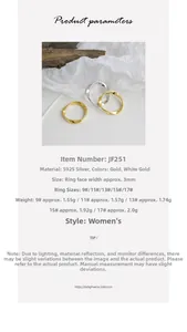 Vista detallada del anillo Mobius de plata S925 con ancho de banda de 3 mm y medidas