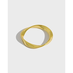 Anillo Torsión de Mobius de Plata de Ley 925 Minimalista Banda Lisa Anillo Abierto para Mujer Joyería de Moda Regalo Bañado en Oro Blanco 18K
