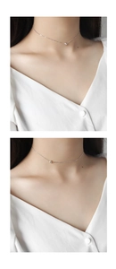 Detailed view of minimalist S925 sterling silver choker necklace with smooth silver bead