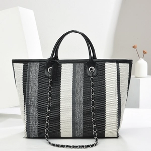 Sac Fourre-Tout pour Femme à Rayures Verticales Grande Capacité Sac à Bandoulière Mode Sac à Main Voyage Décontracté