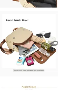Aménagement intérieur du grand sac bandoulière beige montrant l'espace de rangement
