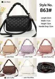 Detailed view of internal compartments and multi-color options for quilted handbag