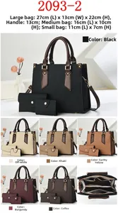 Detail view of 3-piece handbag set showing textured faux leather and interior storage