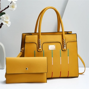 Sac à Main Et Pochette en Cuir PU pour Femmes Mode Bloc de Couleur Rayé Sac Cabas Élégant Sac Bandoulière Fourre-Tout Femme