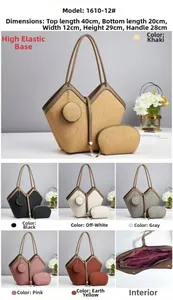 Ensemble de sacs cabas trois pièces plissés avec poche zippée et bandoulière amovible